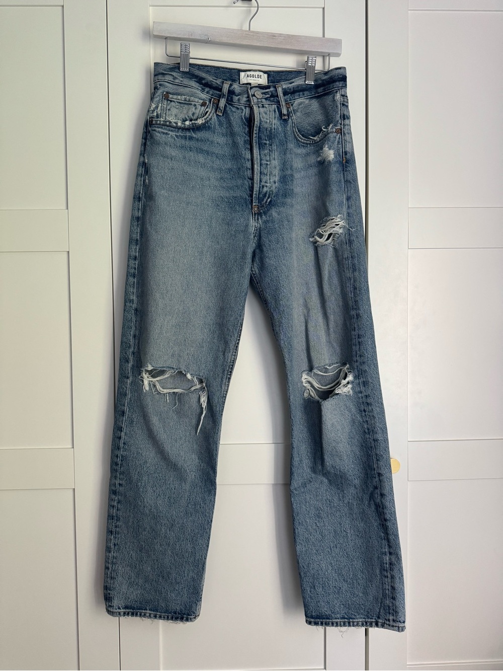 Aritzia Agolde Women’s 90s Jean Distressed Denim Organic Cotton Size 26 Festival